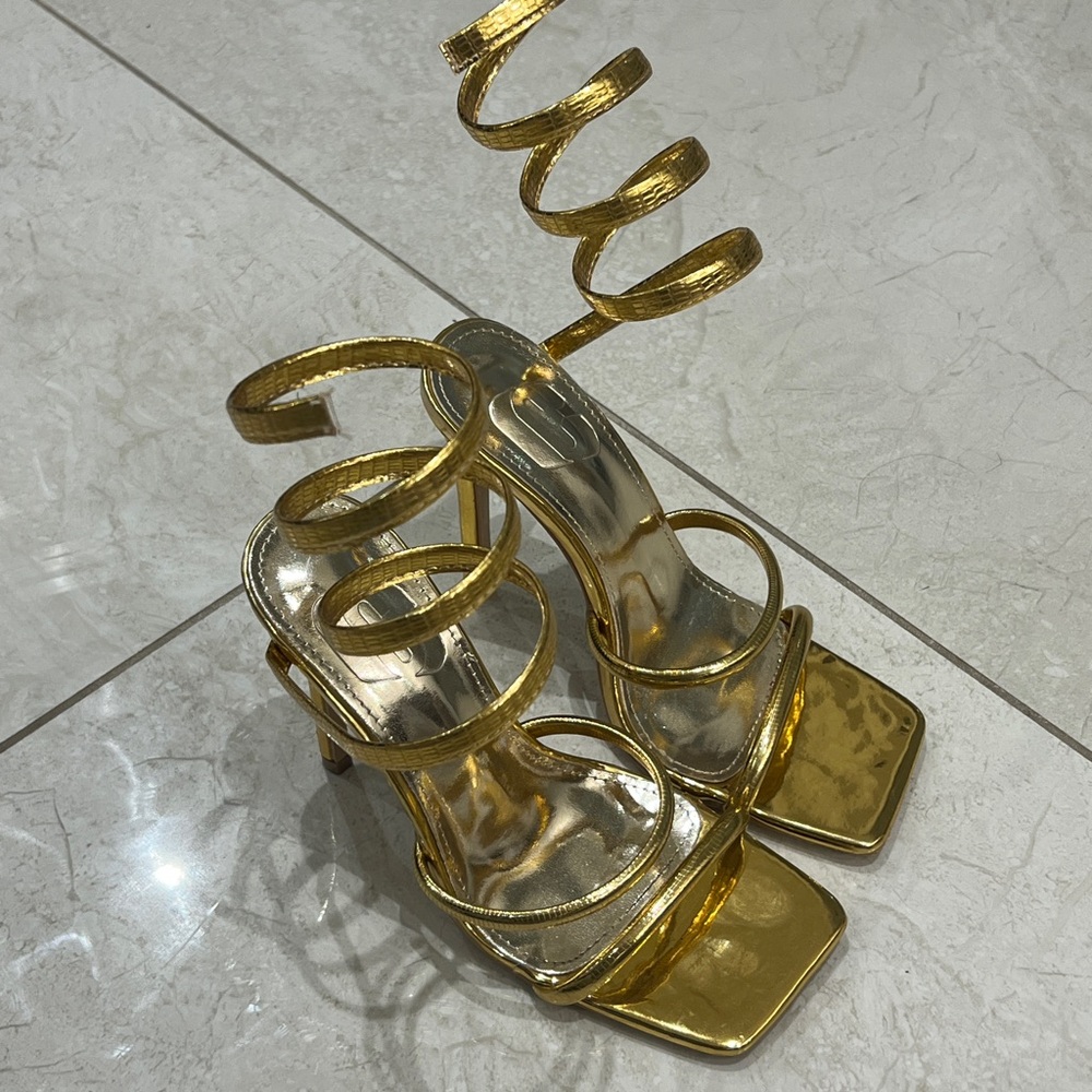 Gold and Silver Strappy Women's Heels